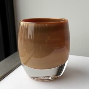 Glassybaby Votive Candle Holder "Jane's Carmel" - Pre-Triskelion Old Sticker